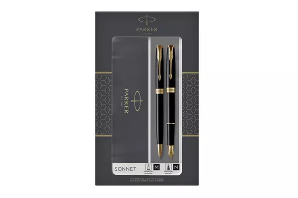 Parker Sonnet Ballpoint + Fountain Pen Black GT Set